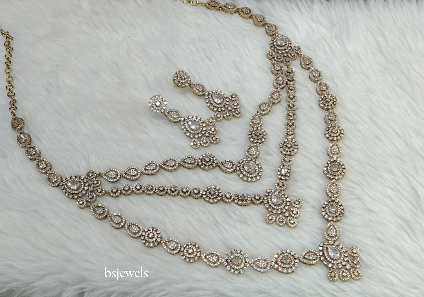 Antique American Diamond Ad Noor Necklace Set