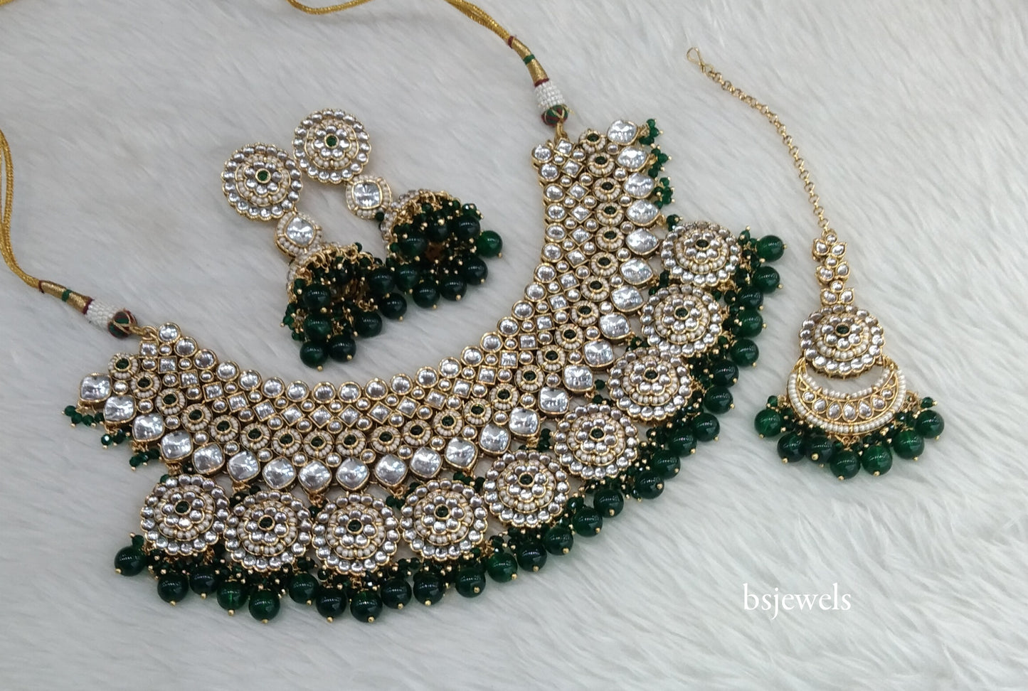 Gold Green Kundan Necklace Kirti sets