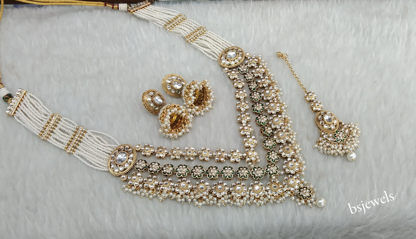 Gold White Kundan Necklace Sunita sets