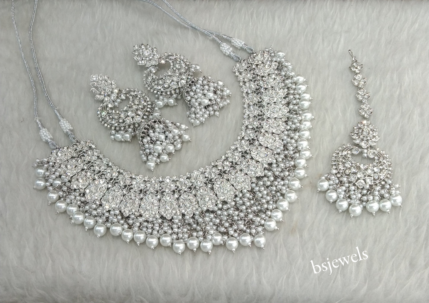 Silver Necklace Jewellery Shallu Set