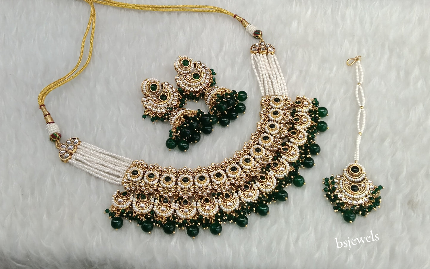 Gold Green Kundan Mia Necklace sets