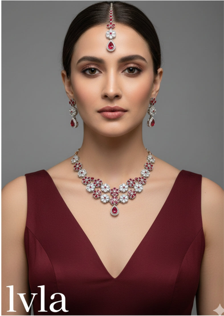 Silver White Necklace Lvla sets