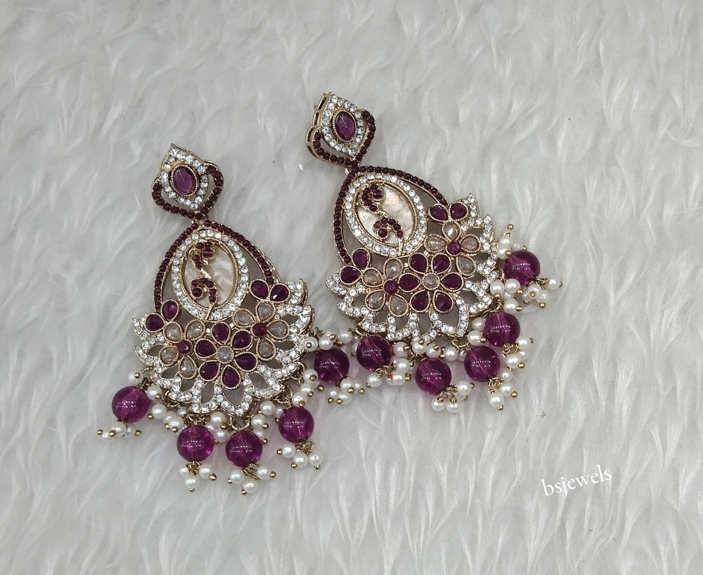Antique Gold Purple Bollywood Edna Earrings