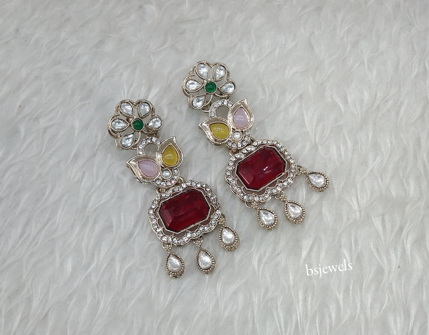 Antique Gold Multi Color Bollywood Dora Earrings