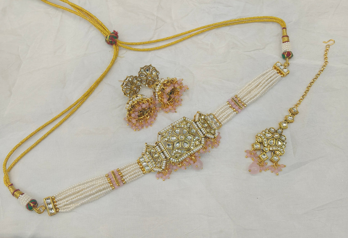 Gold Pink Kundan Choker Jewellery Jai Set