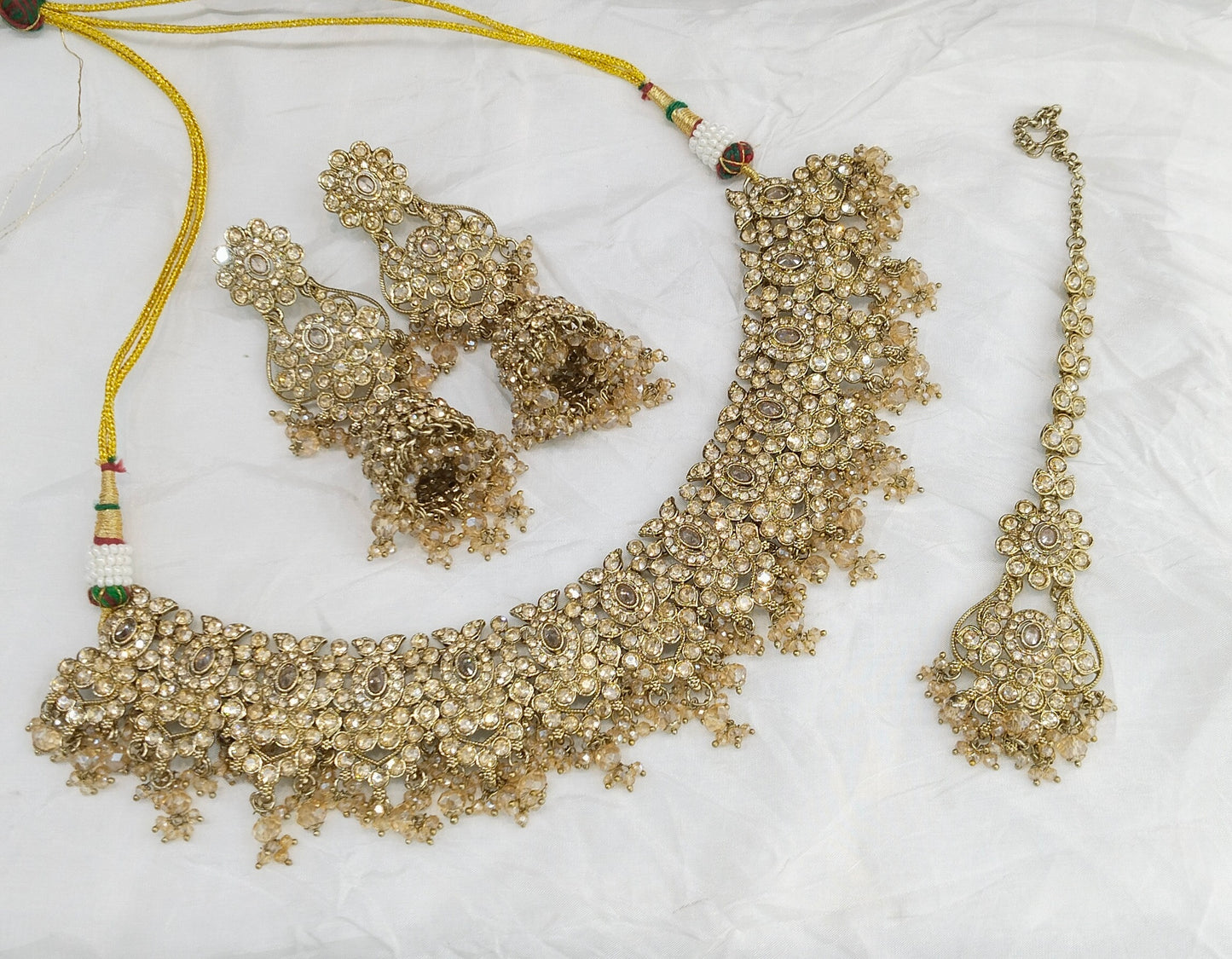 Antique Gold Crystal Necklace Jewellery Joan Bollywood sets