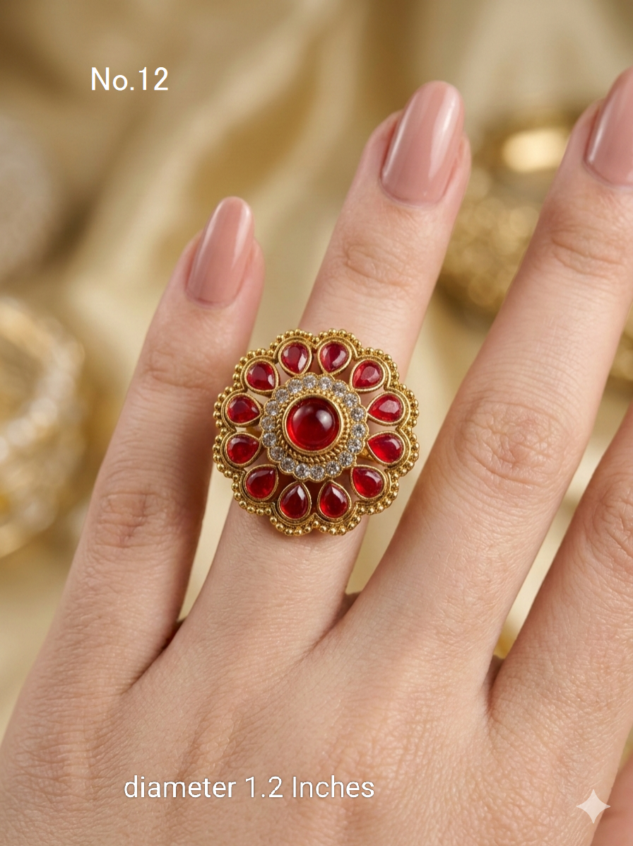 Riley Kundan cocktail finger rings