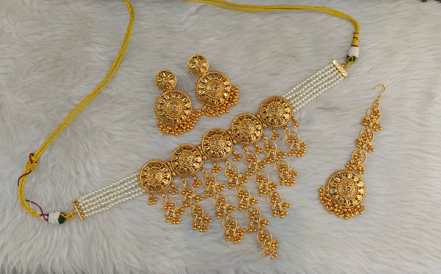 Gold Polki Waterfall Choker Jewellery Joe Set