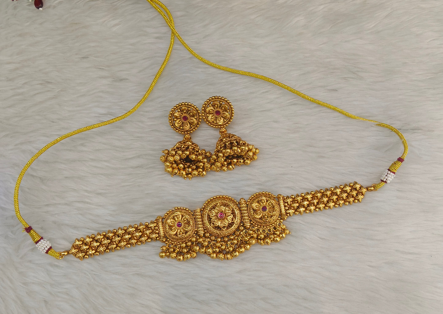 Gold Polki Ruby Choker Jewellery May Set