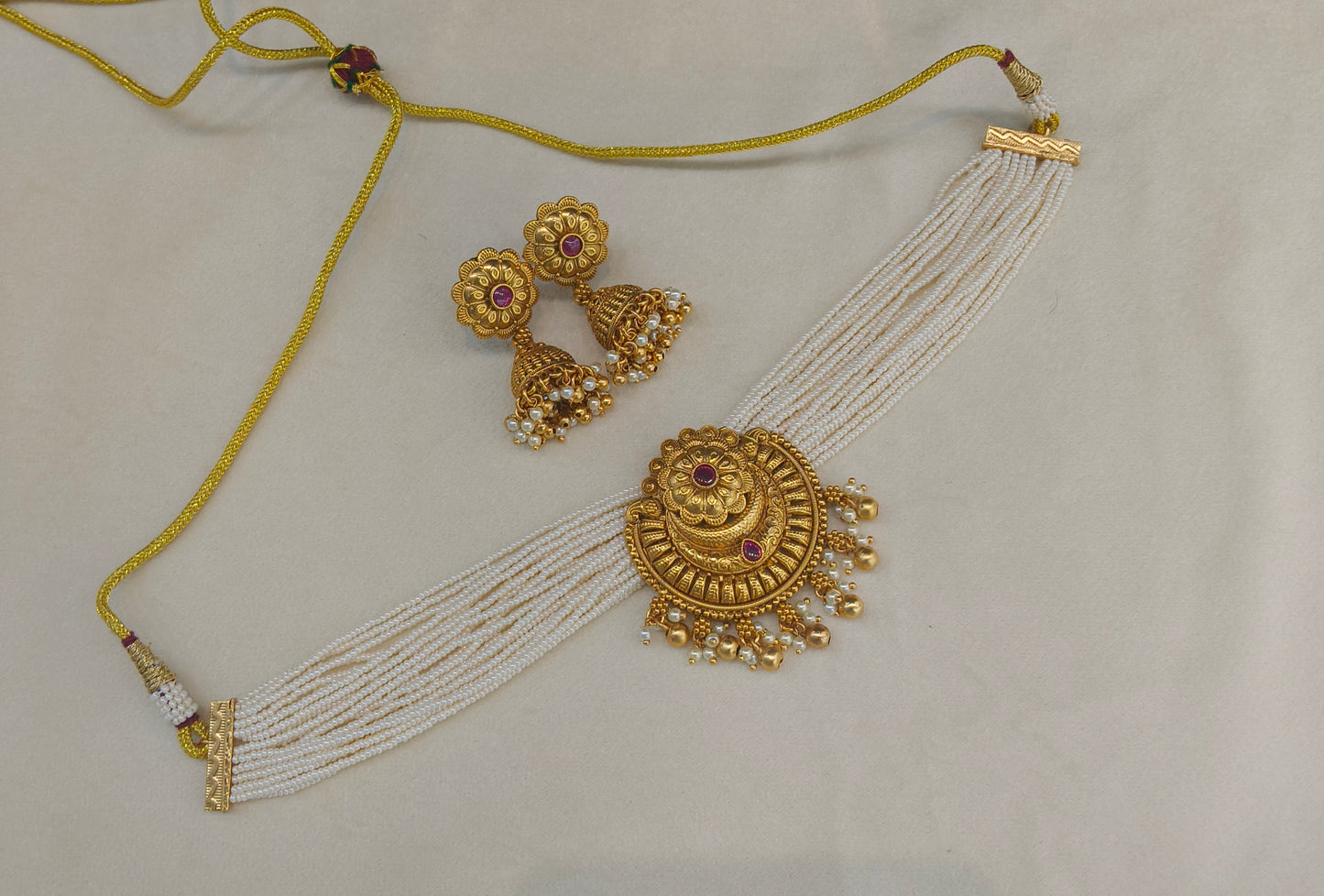 Gold Polki Ruby Choker Jewellery Elle Sets