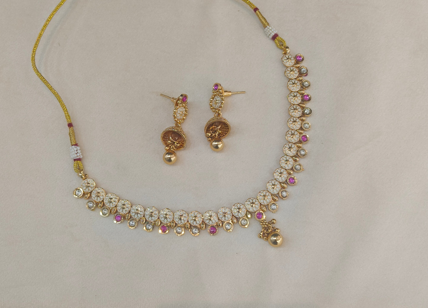Gold Polki Ruby Necklace Jewellery Diviti Sets