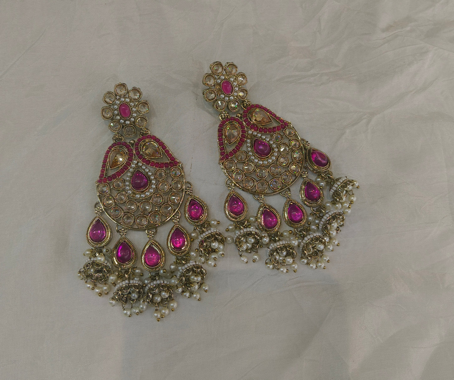 Antique Gold Majenta Bollywood Yua Earrings