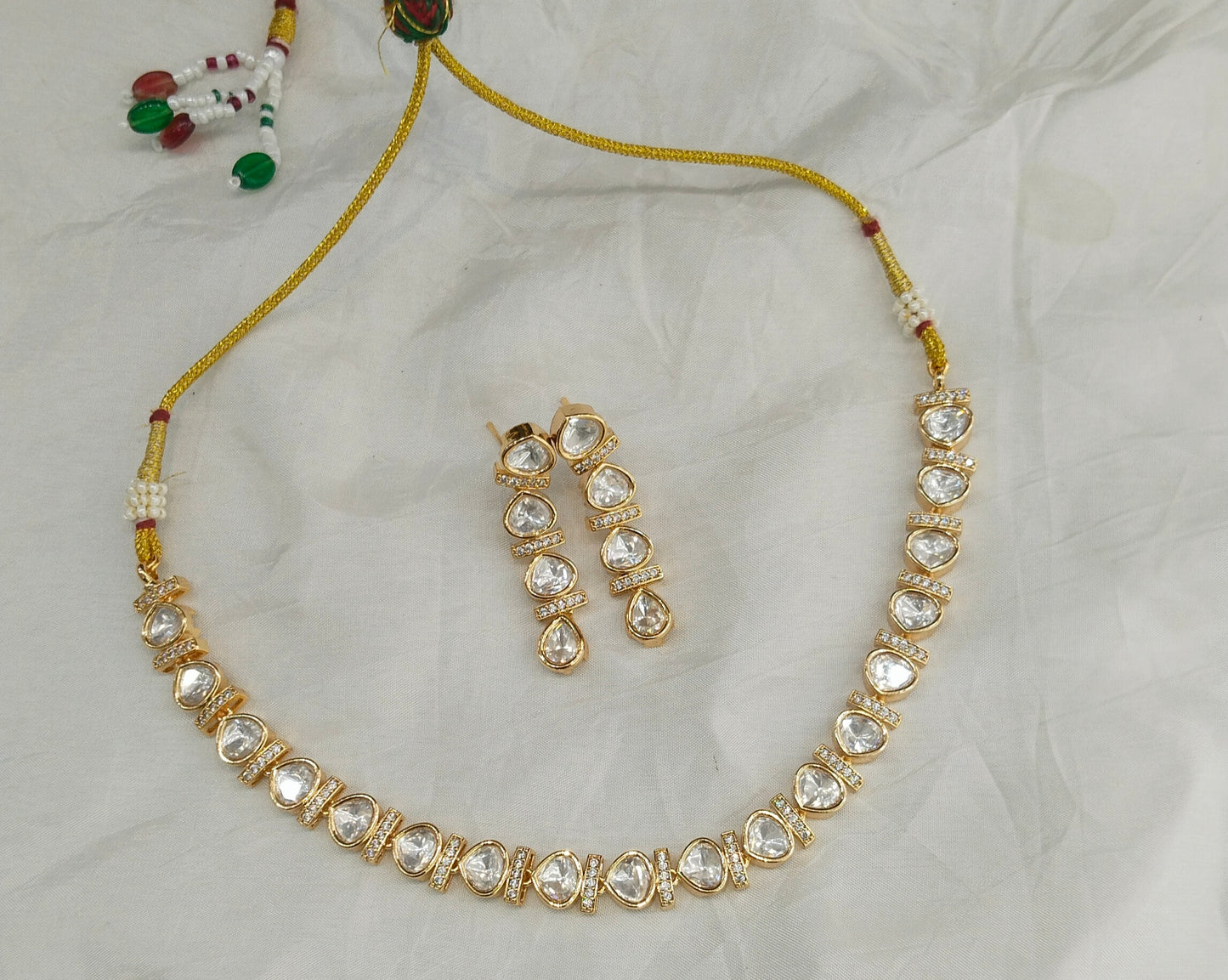 Gold Polki Kundan Necklace Jewellery Janis Set