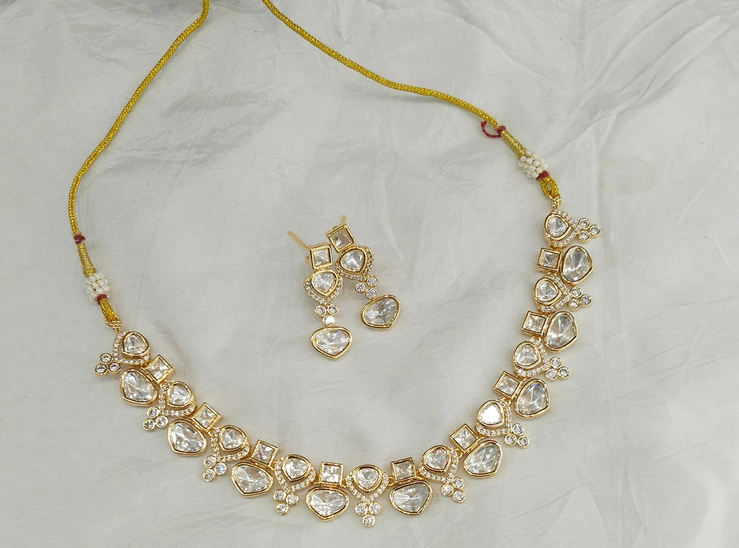 Gold Polki Kundan Necklace Jewellery Janis Set