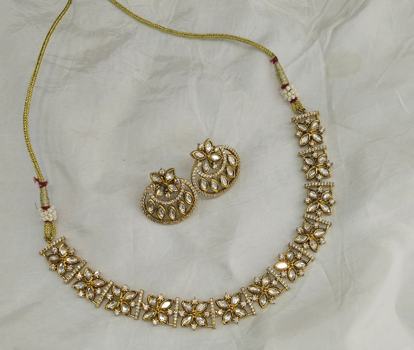 Antique Gold Kundan Necklace Jewellery Juna Set