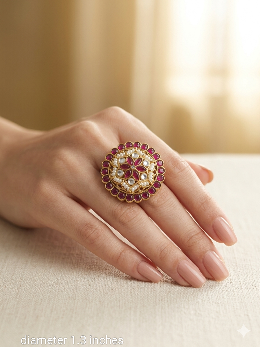 Kundan Adjustable Meher Finger Rings