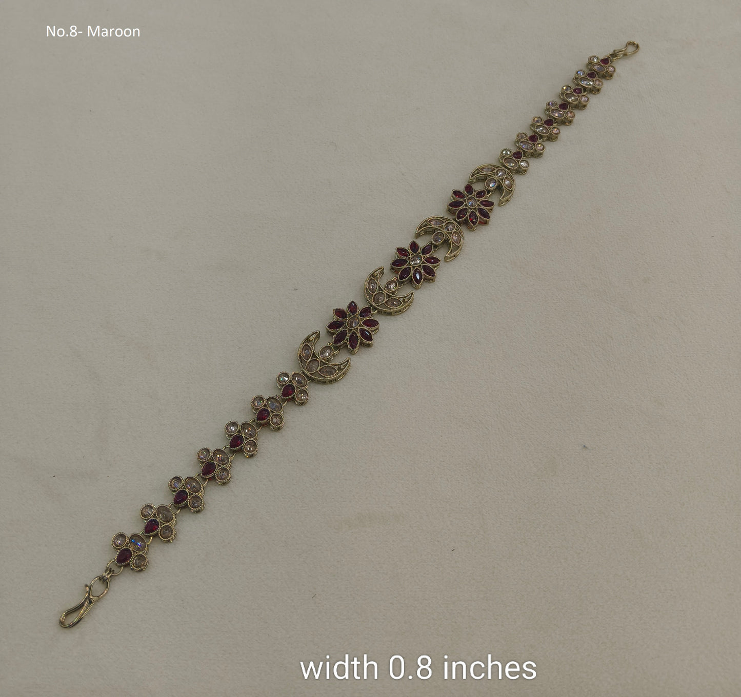 Antique Maroon Headpiece Matha Patti sheesh fool Manha Head Jewellery