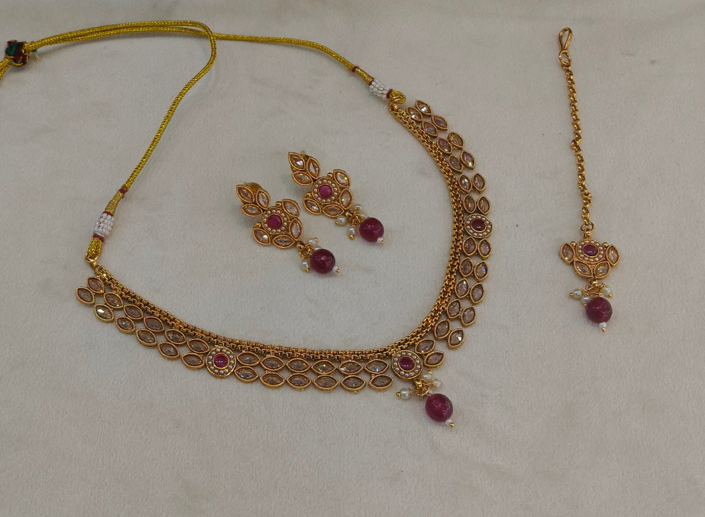 Gold Polki Ruby Necklace Jewellery Mansi Sets