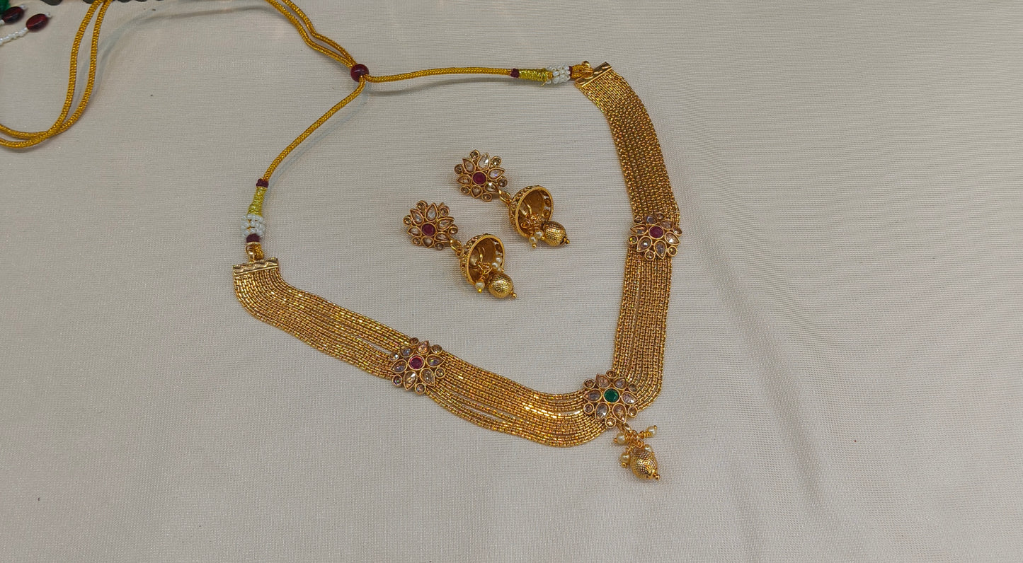 Gold Polki Necklace Jewellery Juhi Sets