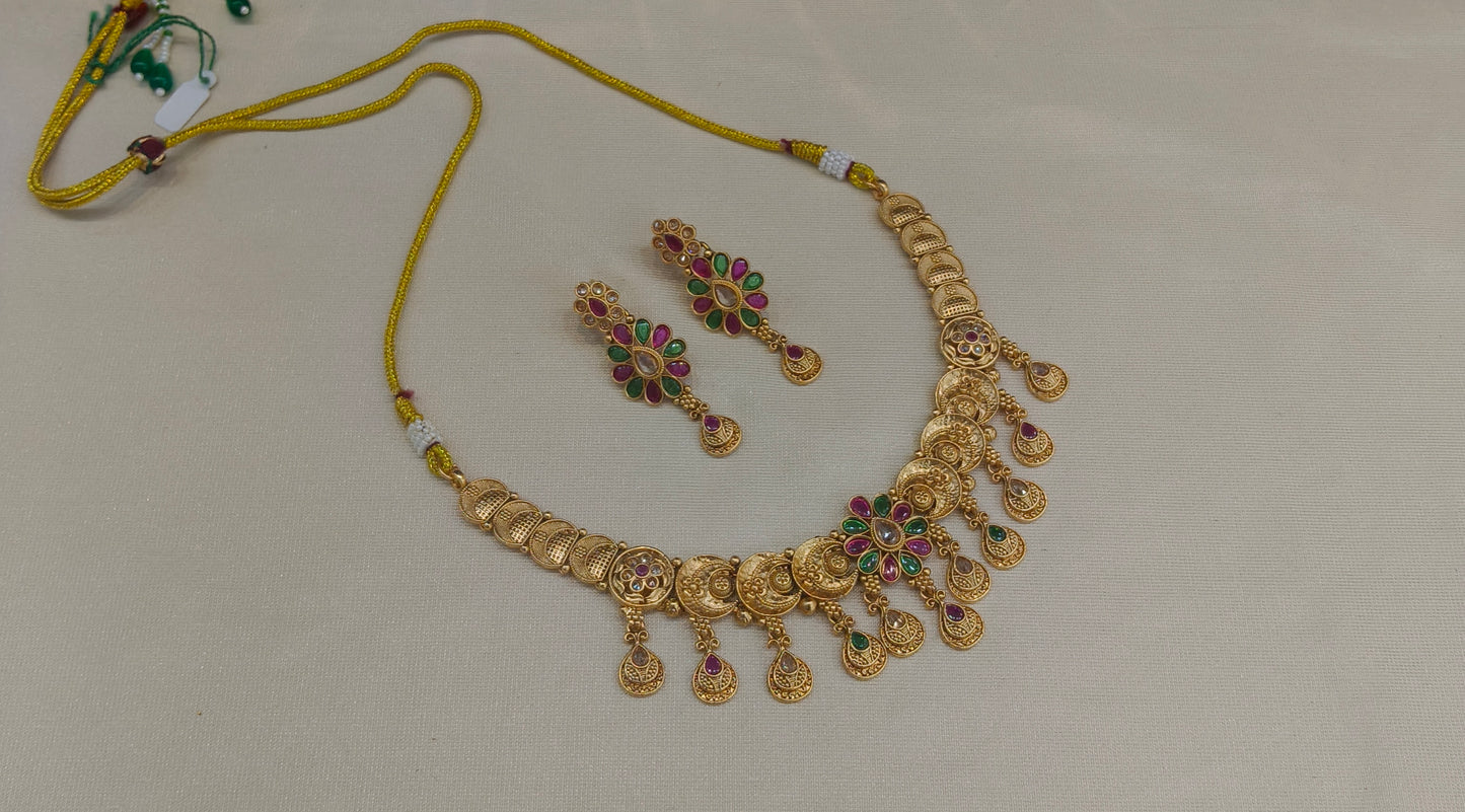 Gold Polki Necklace Jewellery Juhi Sets
