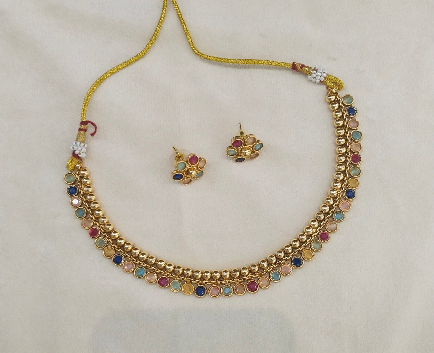 Gold Polki Multicolor Necklace Jewellery Mansi Sets