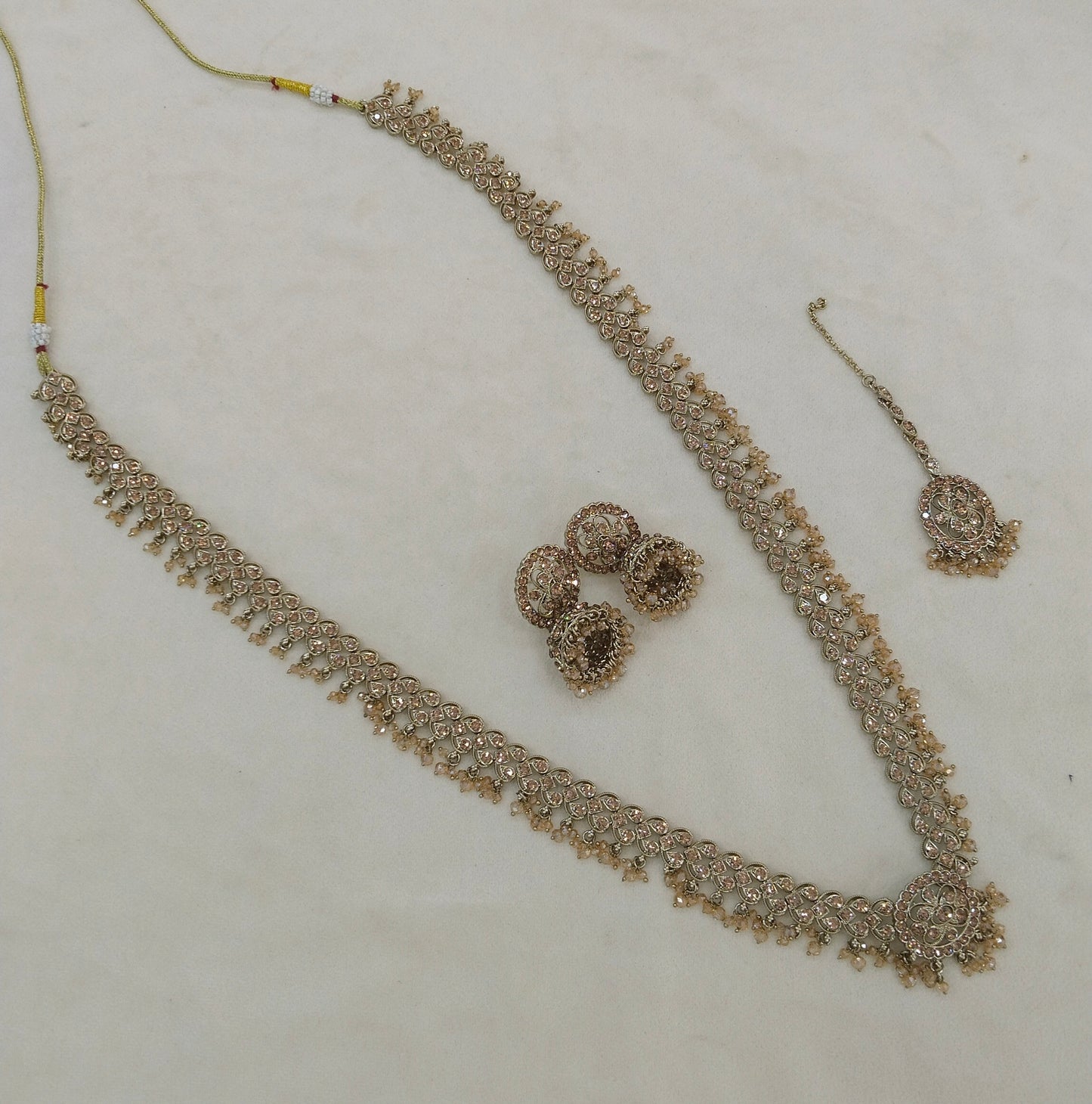 Antique Gold Long Rani Haar Necklace Jewellery Nita Set