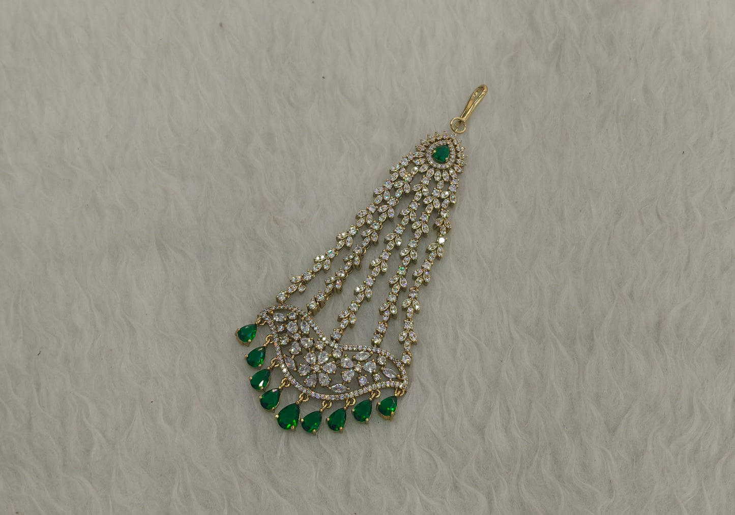 Antique Green American Diamond Passa Ad Headpiece Hanu Jewelers