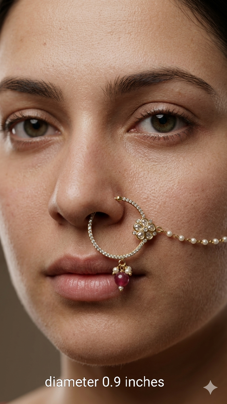 Nose ring bridal nathini for non pierced nose