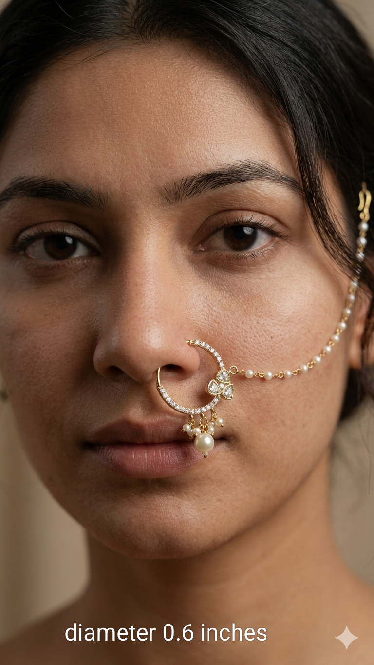 Nose ring bridal nathini for non pierced nose
