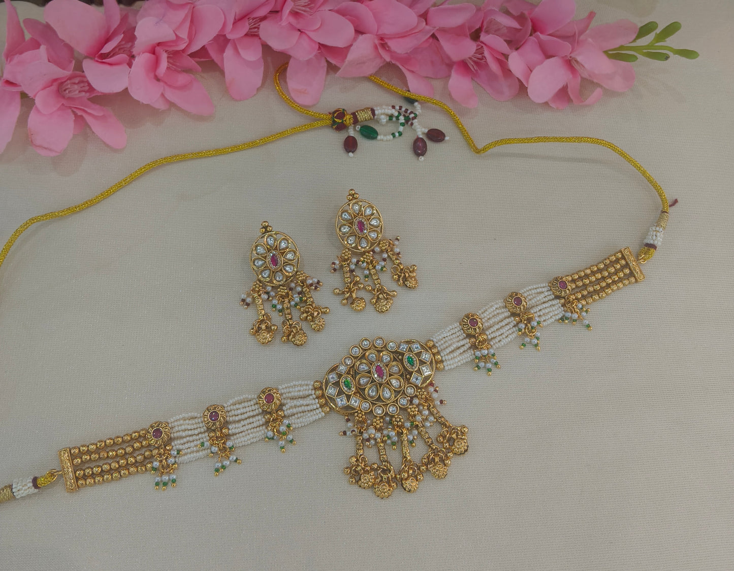 Gold Polki ChokerJewellery Litika Set