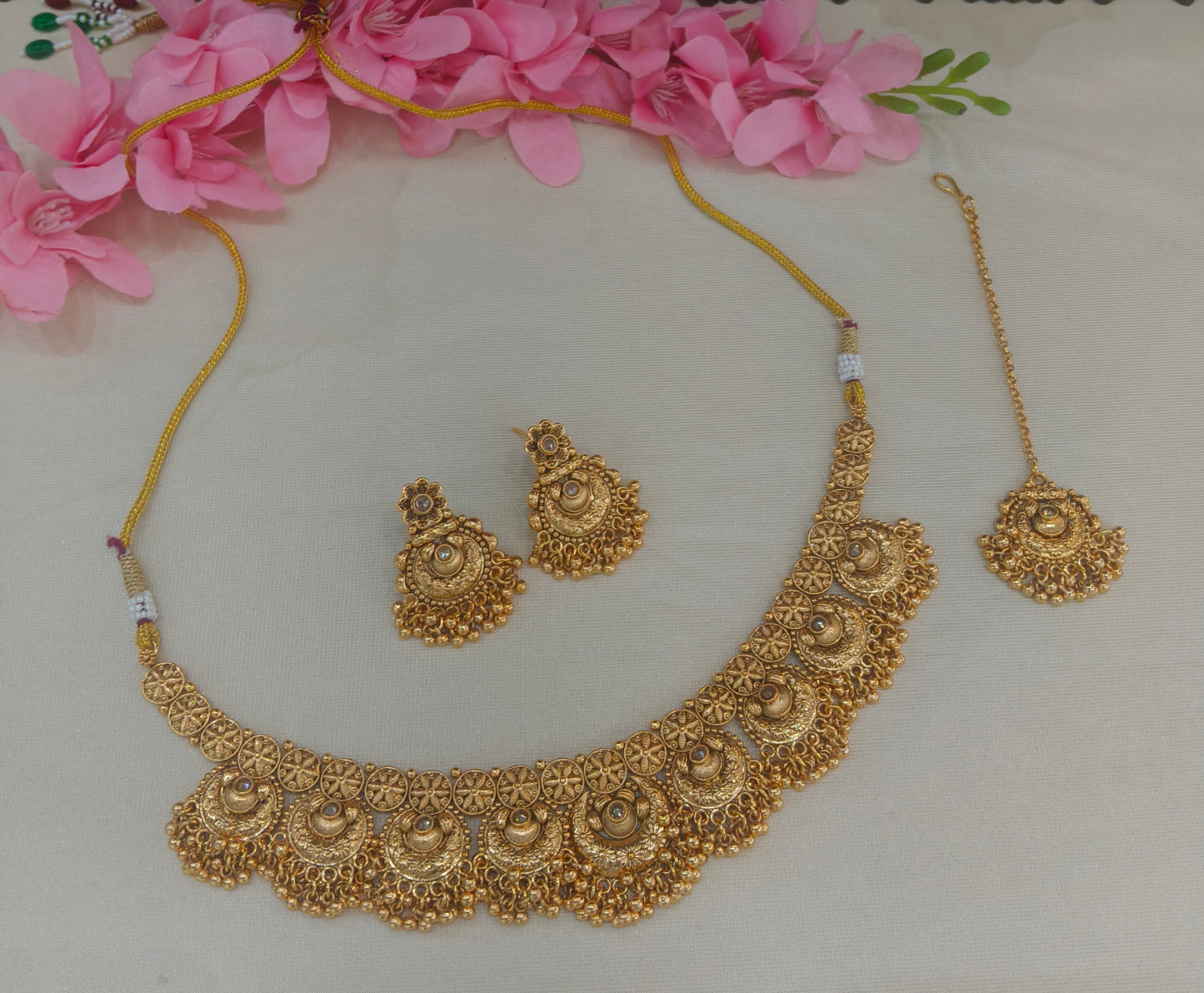 Gold Polki Necklace Jewellery sarika Set