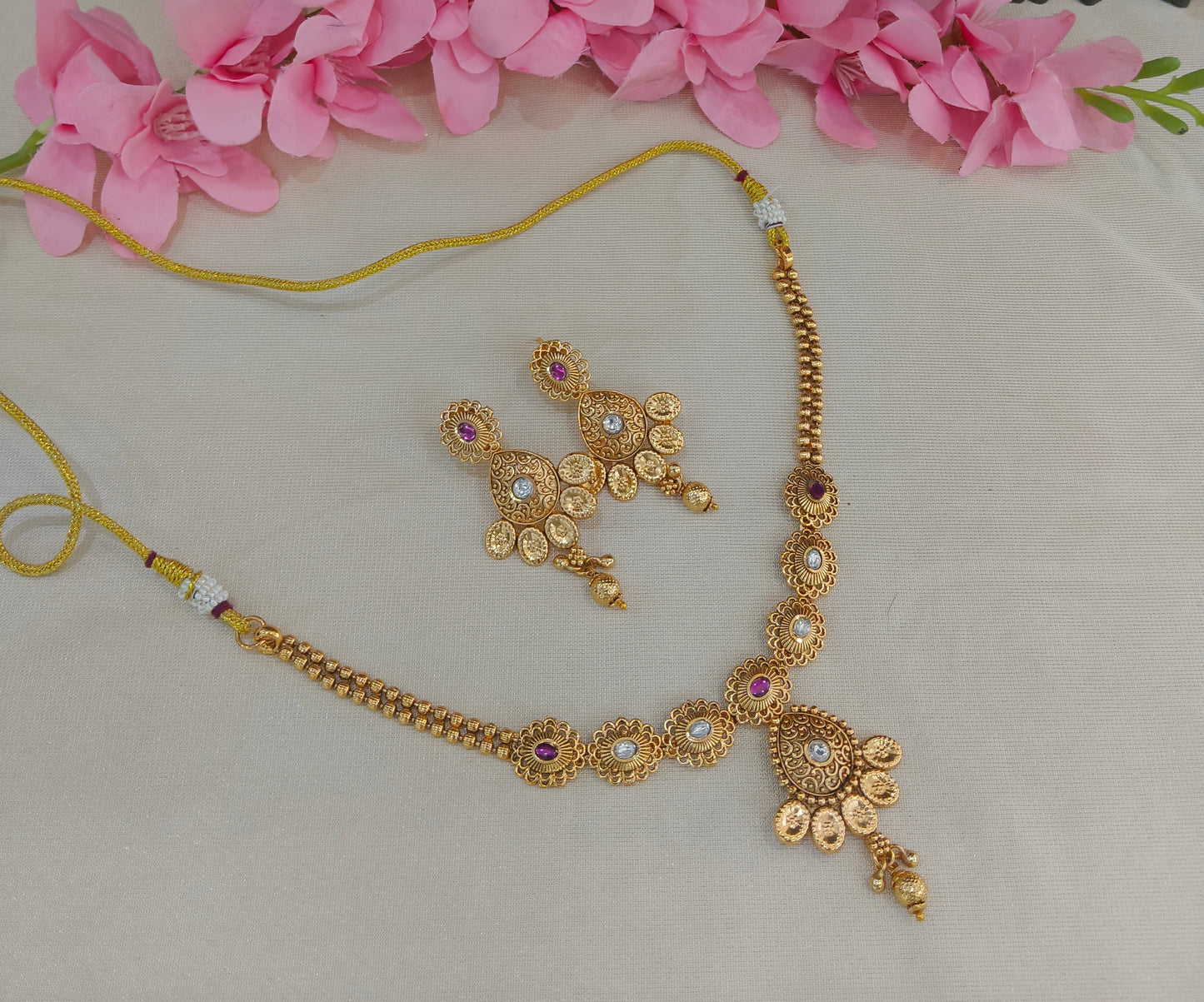 Gold Polki Necklace Jewellery Latika Set
