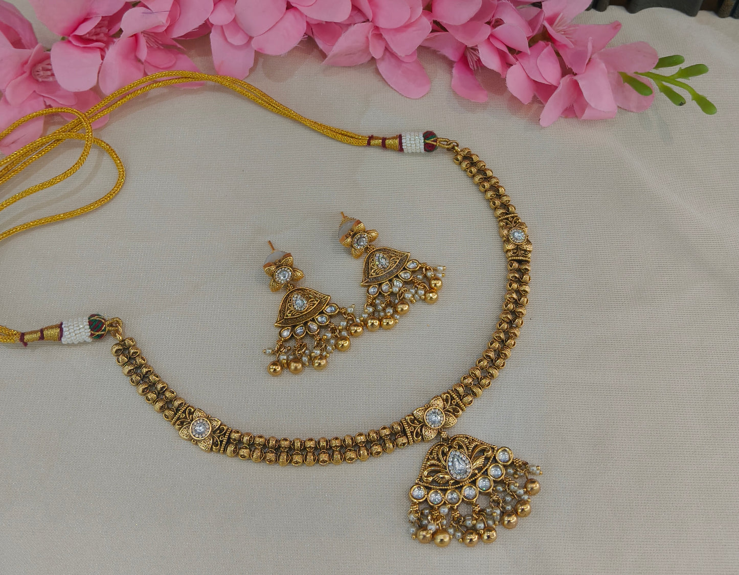 Gold Polki Necklace Jewellery Latika Set