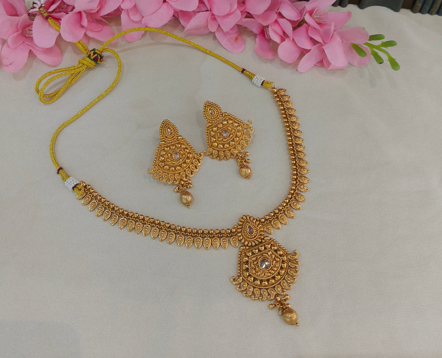 Gold Polki Necklace Jewellery Latika Set