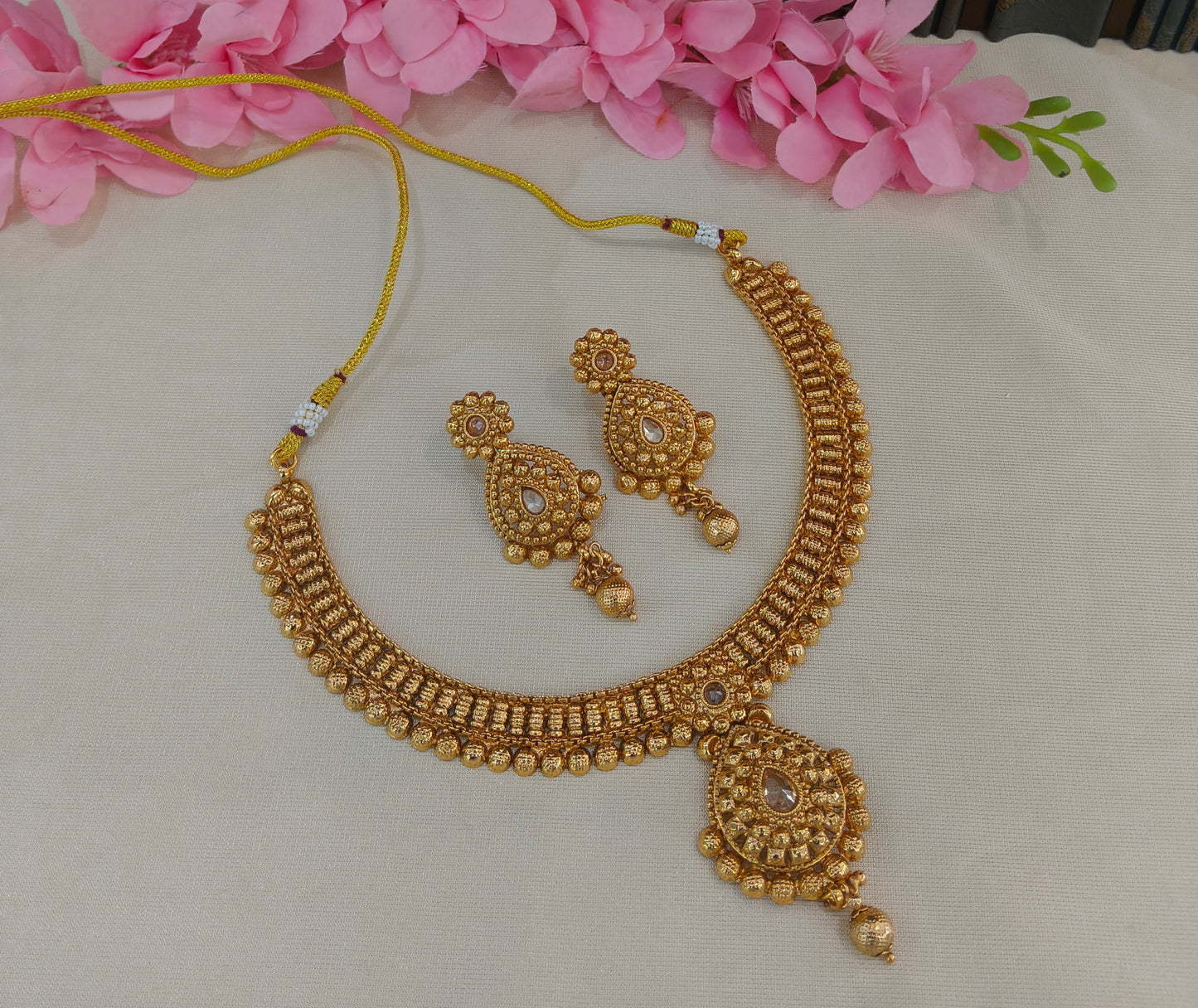Gold Polki Necklace Jewellery Latika Set