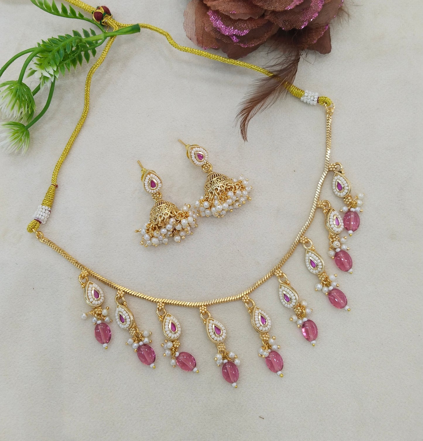 Gold Polki Ruby Necklace Midori Jewellery Sets