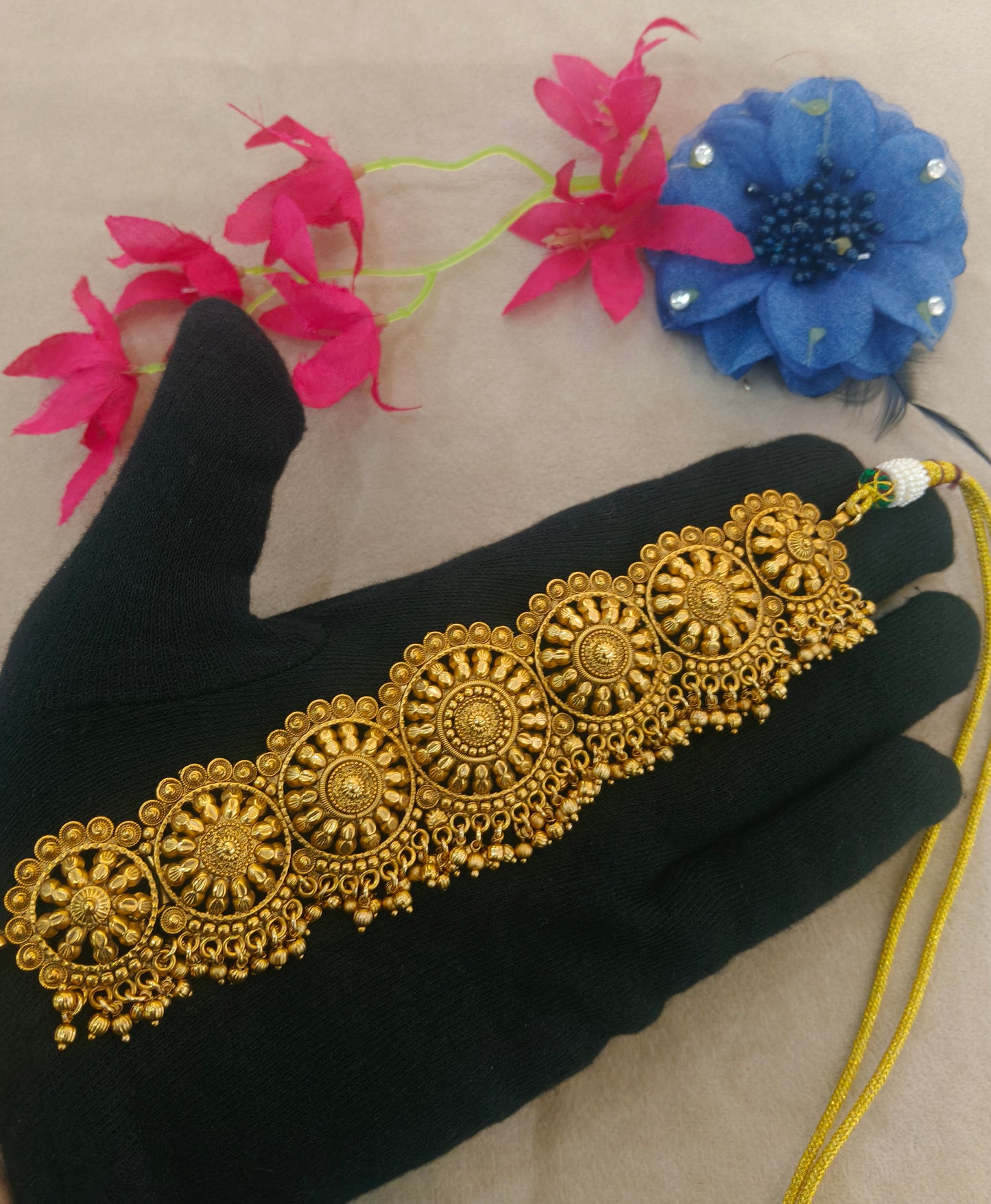 Gold Polki Choker Jewellery Selvi Polki Set