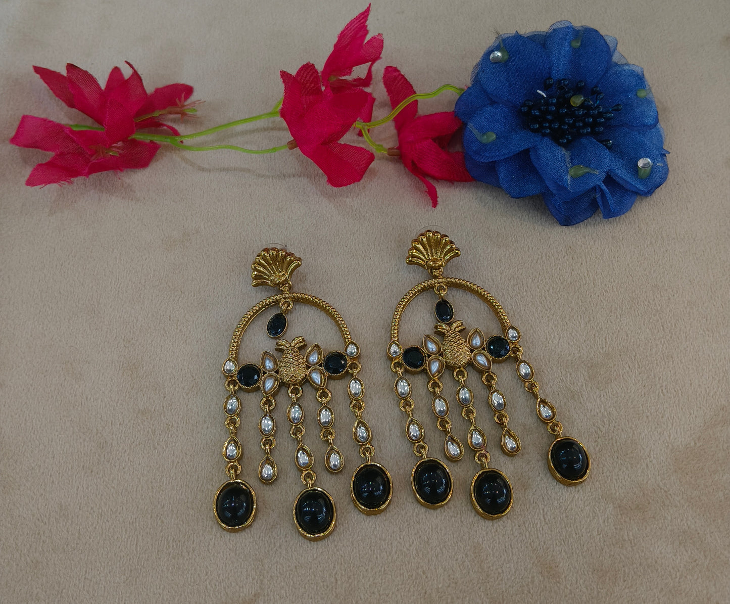Antique Kundan Bollywood Vail Earrings