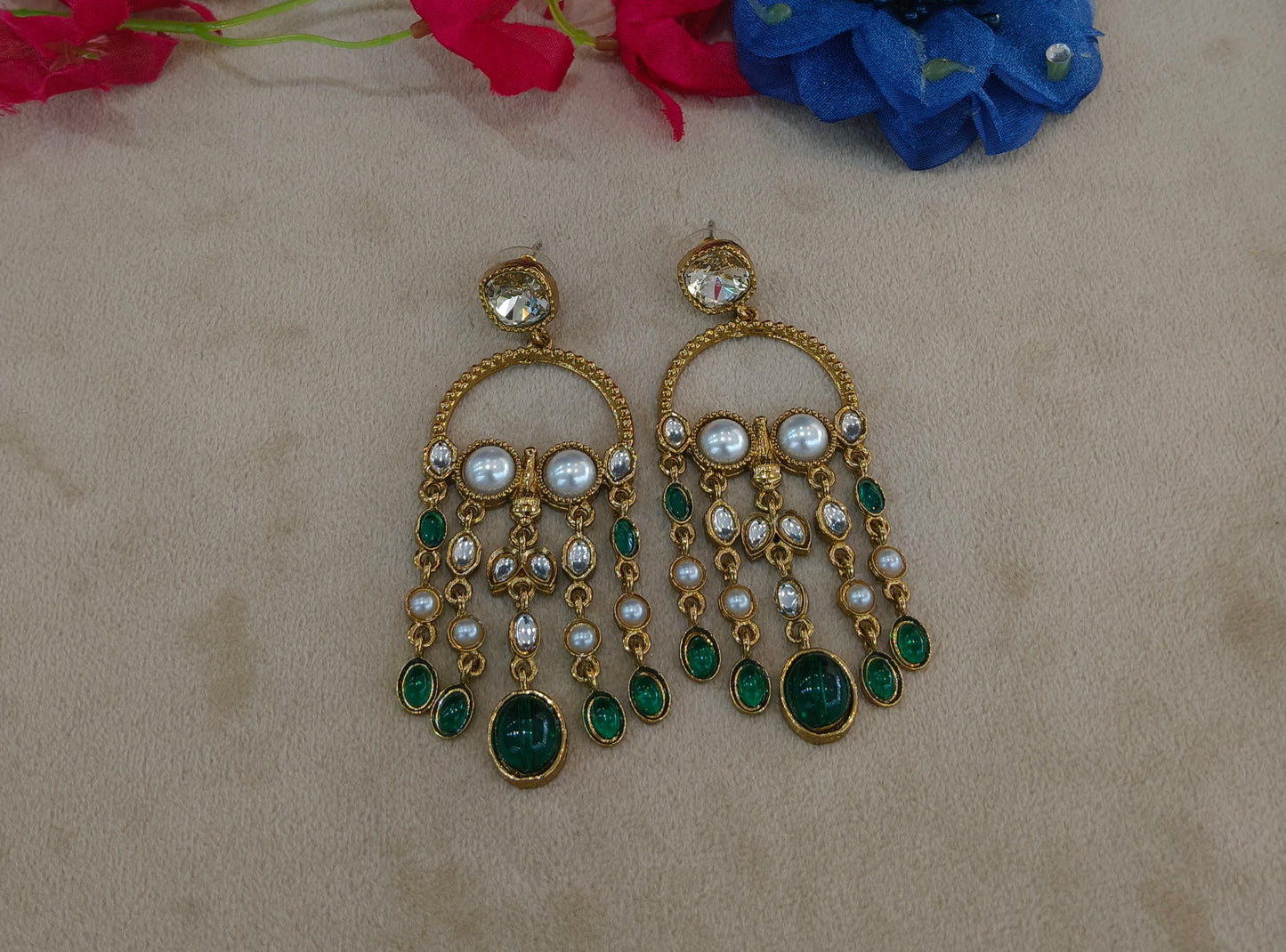 Antique Kundan Bollywood Vail Earrings
