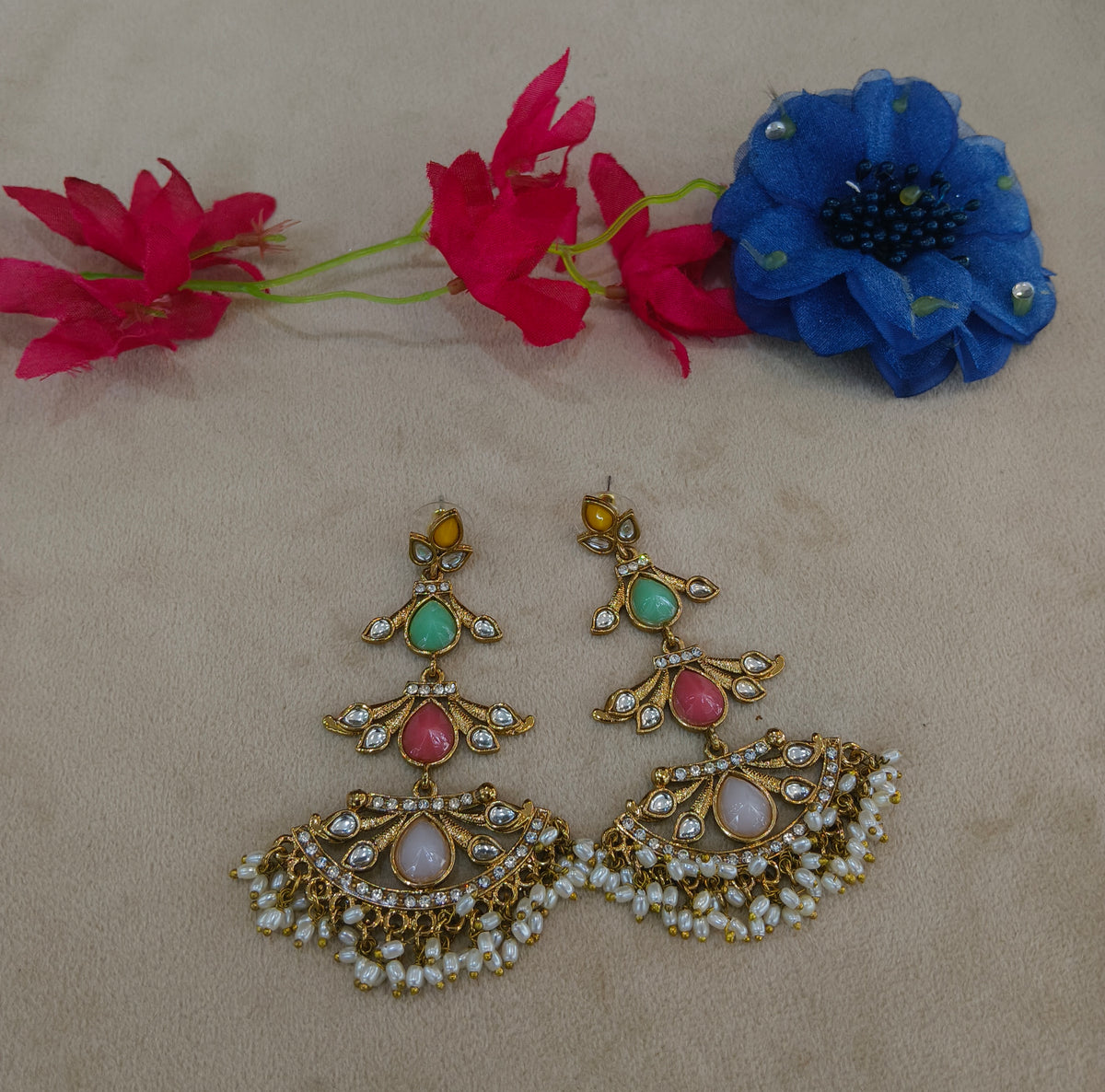 Antique Kundan Bollywood Charan Earrings