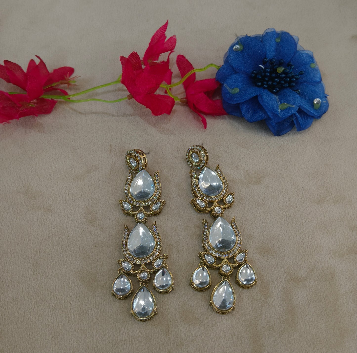 Antique Kundan Bollywood Charan Earrings