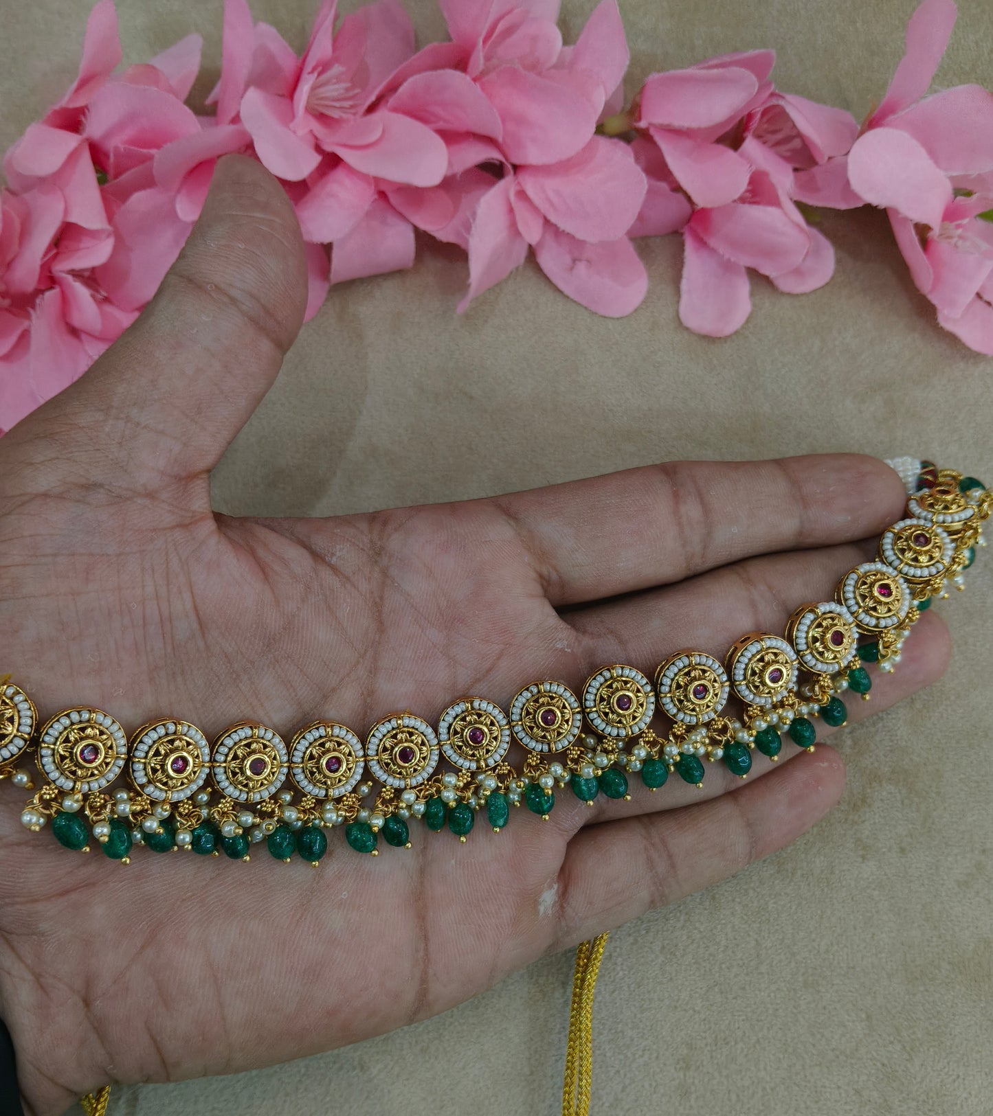 Gold Polki Necklace Jewellery Zarina Set