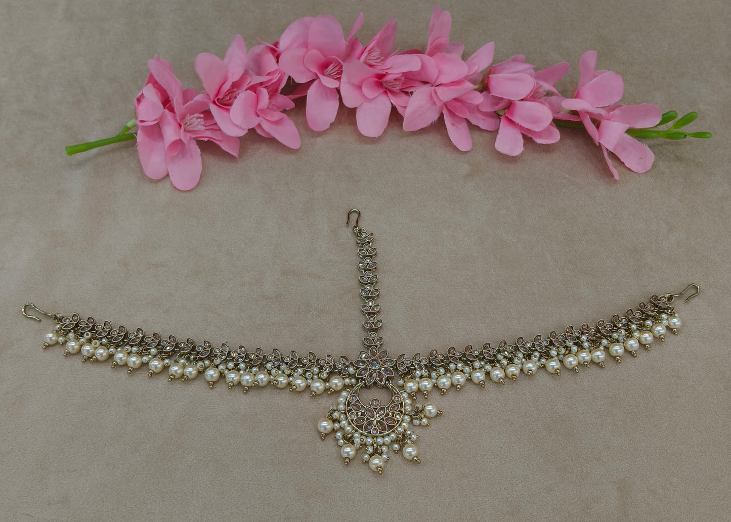 Antique Gold Sheesh Phool Headpiece Matha Patti