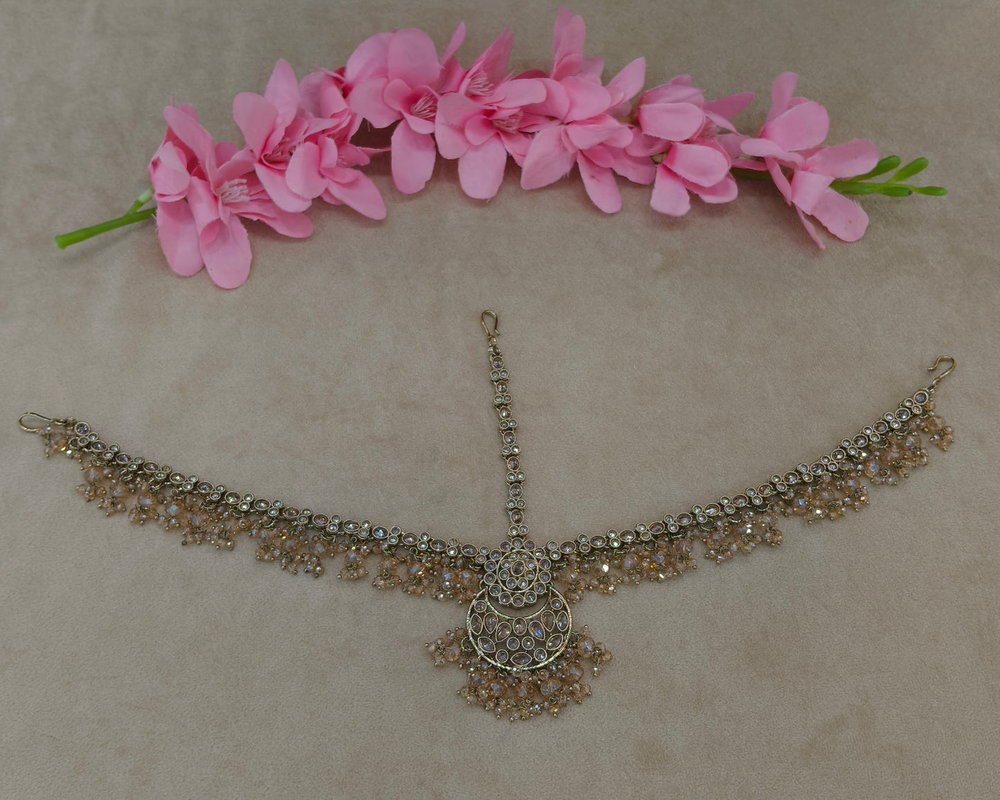 Antique Crystal Sheesh Phool Headpiece Matha Patti
