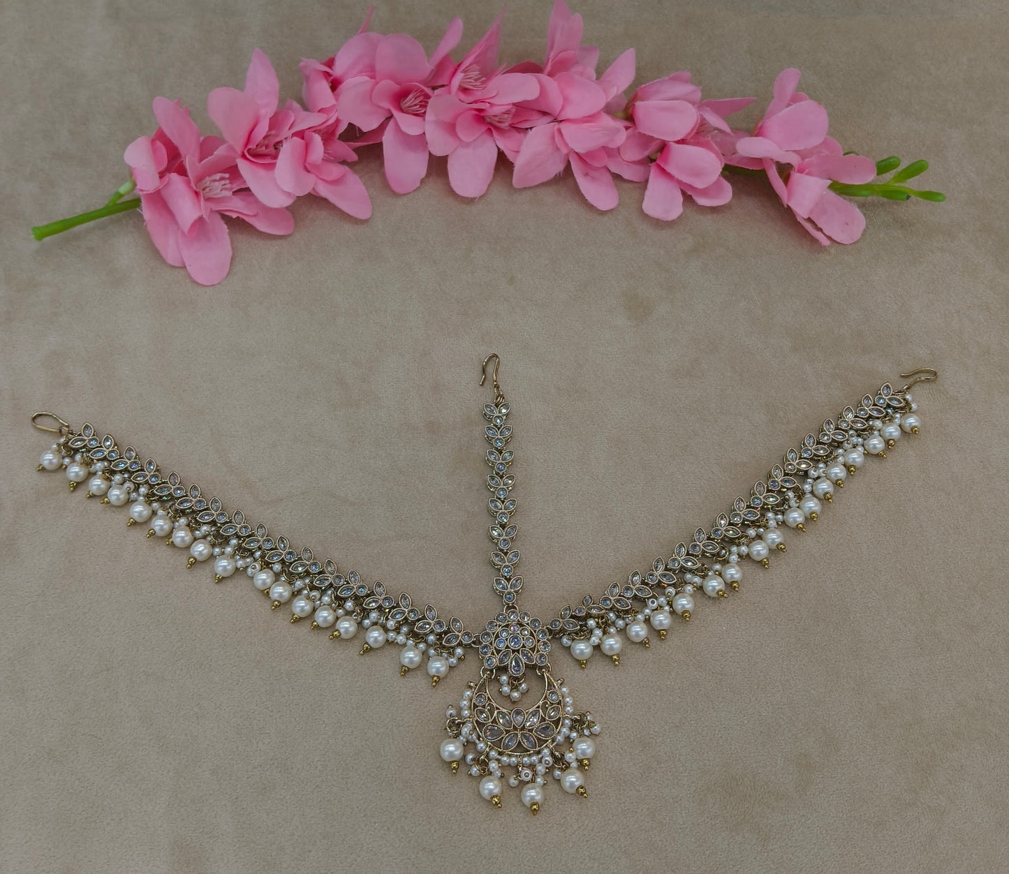 Antique White Sheesh Phool Headpiece Matha Patti