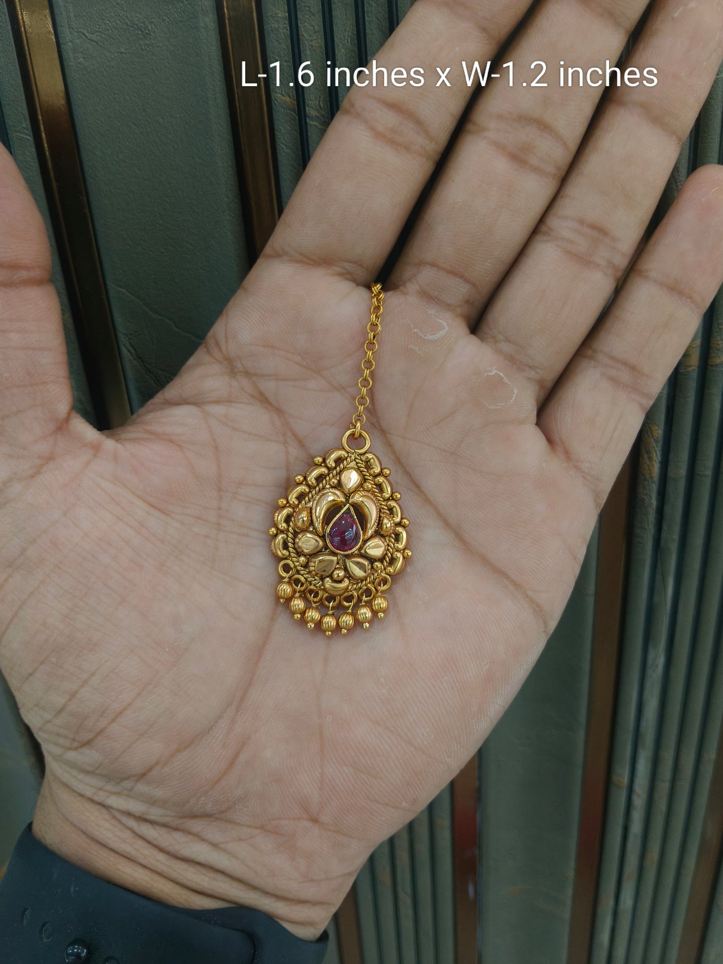 Gold polki Antique Gold Tikka Jewellery Headpiece Set