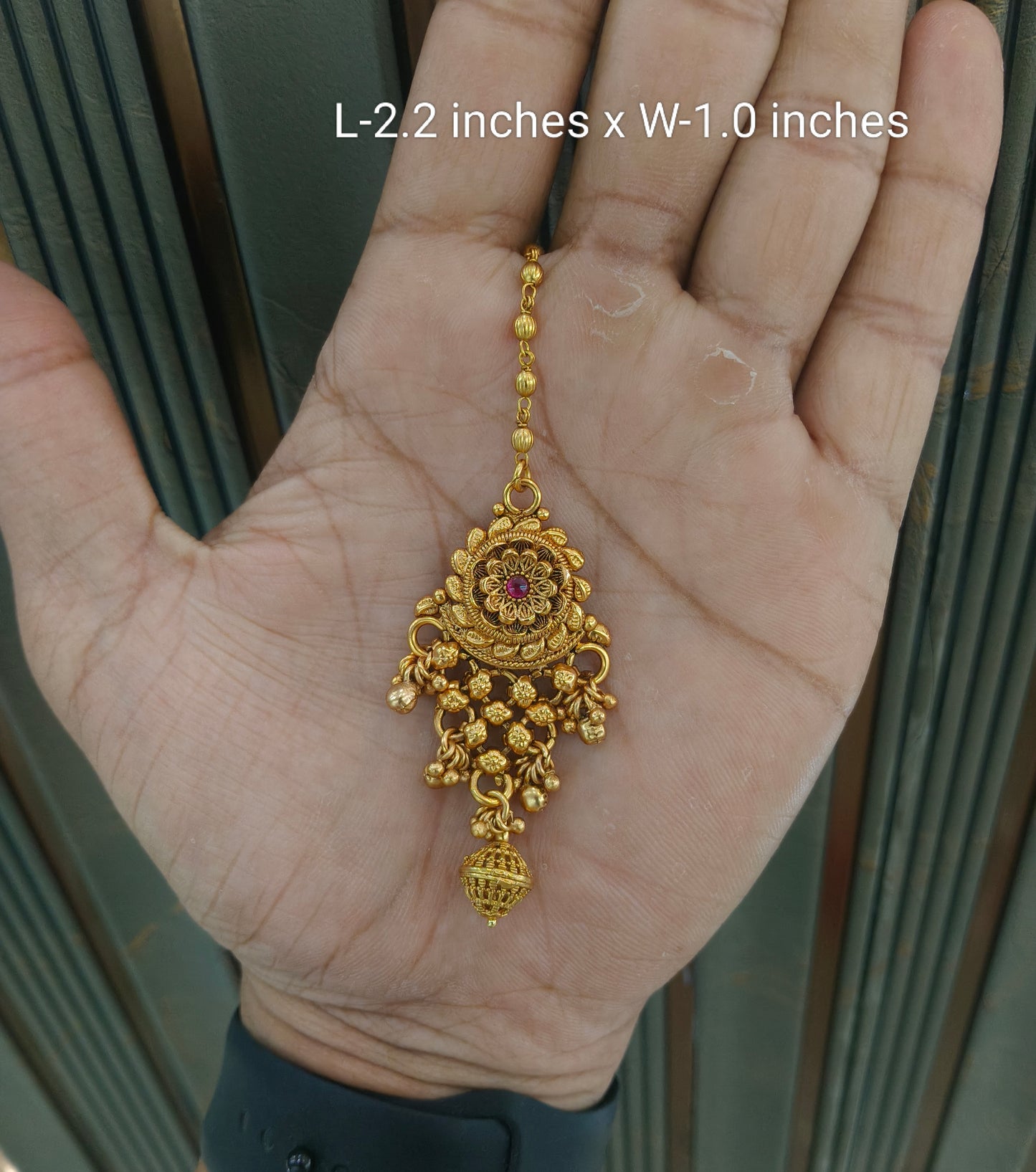 Gold polki Antique Gold Tikka Jewellery Headpiece Set