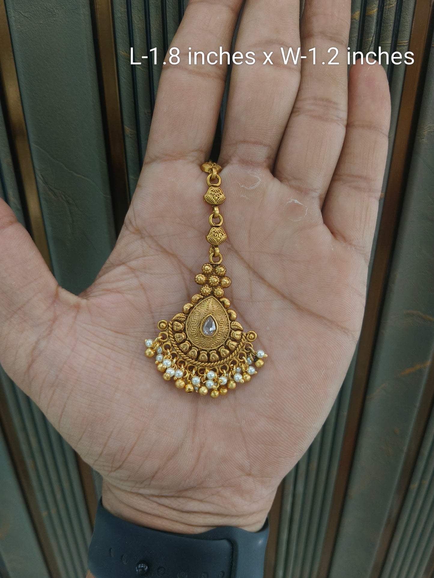 Gold polki Antique Gold Tikka Jewellery Headpiece Set