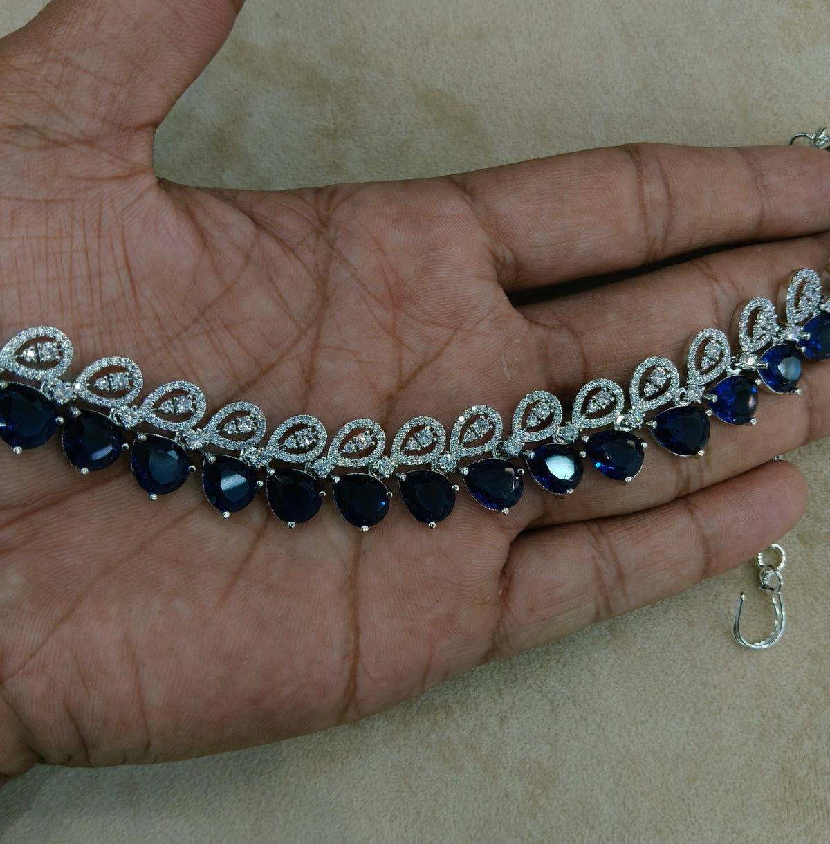 Blue American Diamond Ad Necklace Alexa Sets