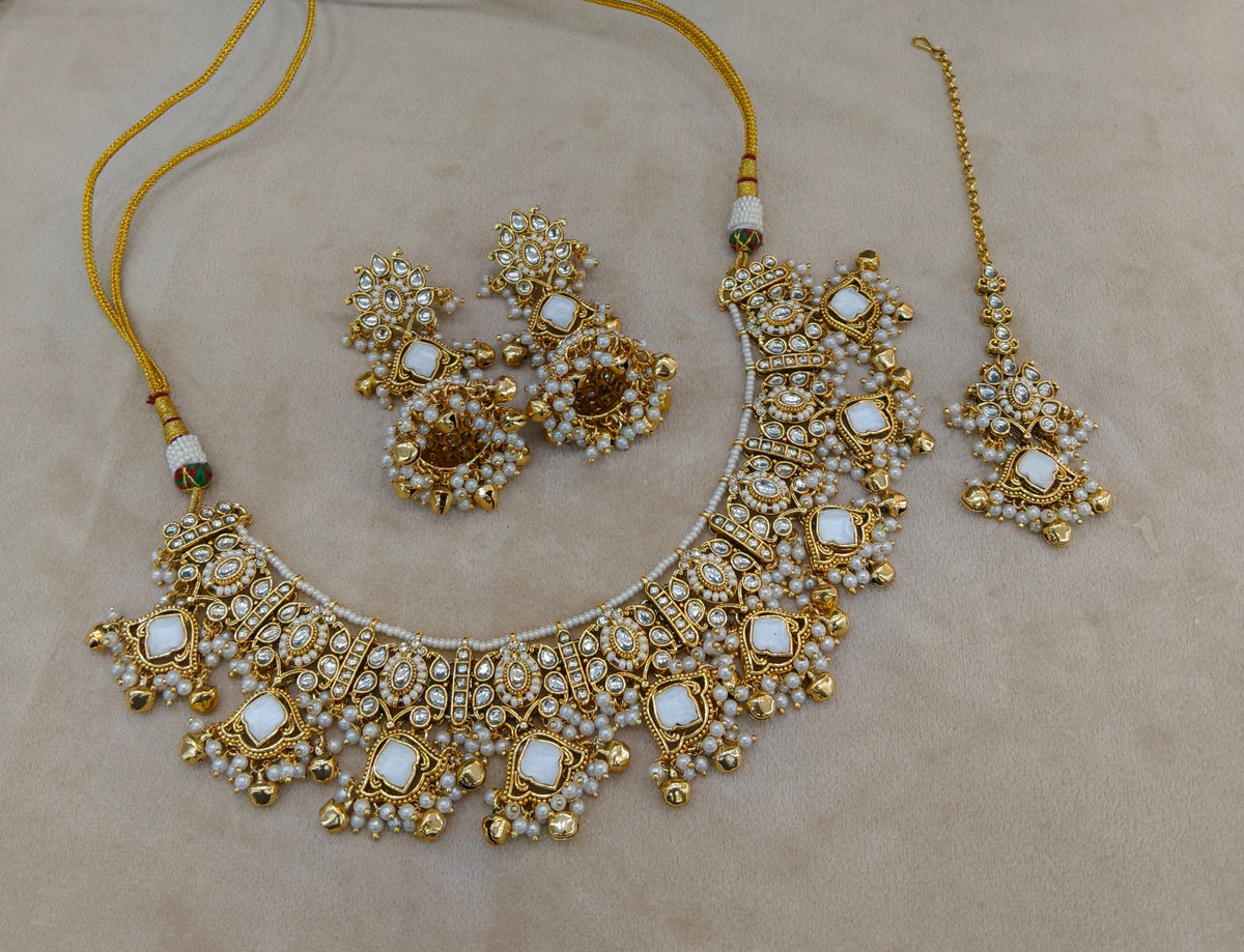 White Kundan necklace Awari jewellery sets